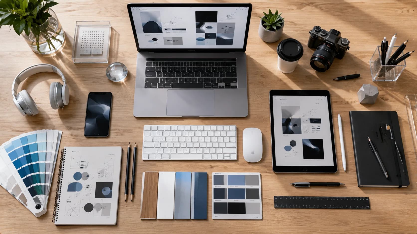 Workspace flat lay tools